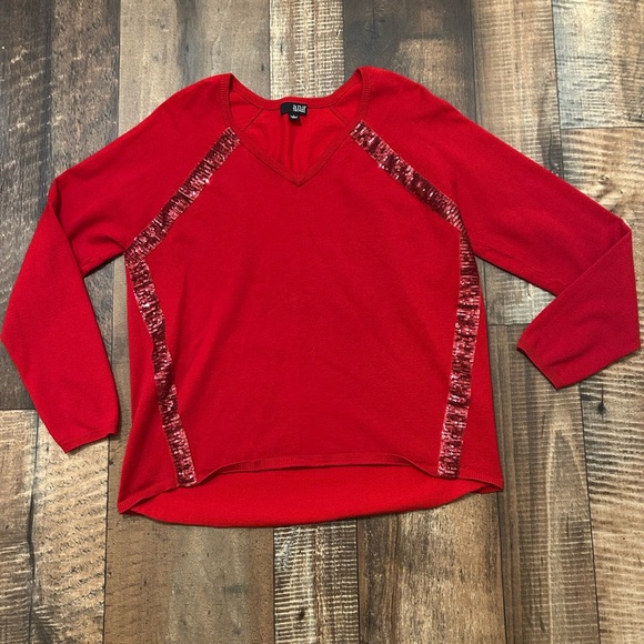 Red a.n.a Brand V-Neck Sweater with Sequin Accents - Picture 1 of 1